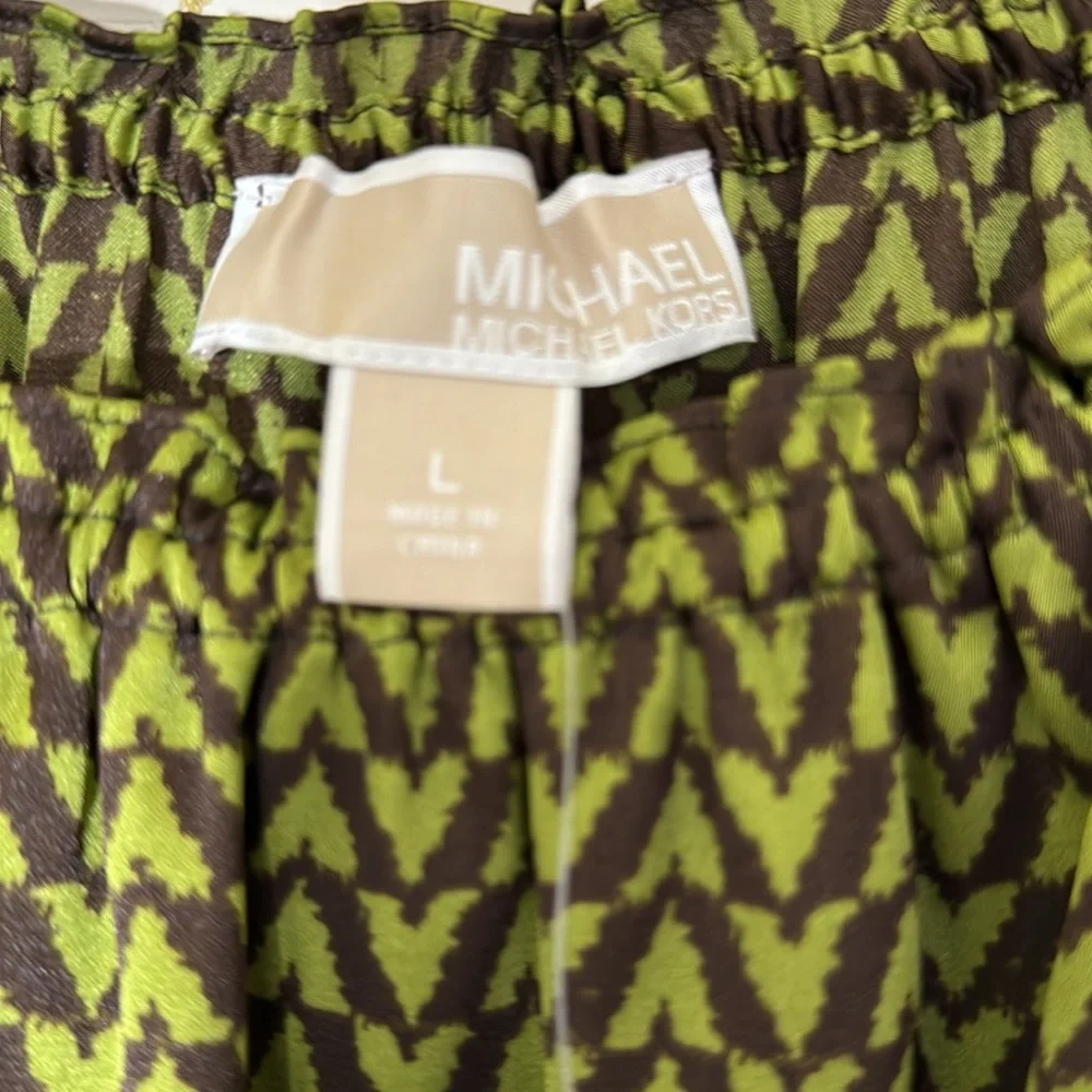 NWT Michael Kors Women’s Top Size Large Brown & Green long Sleeves Blouse - Picture 5 of 5